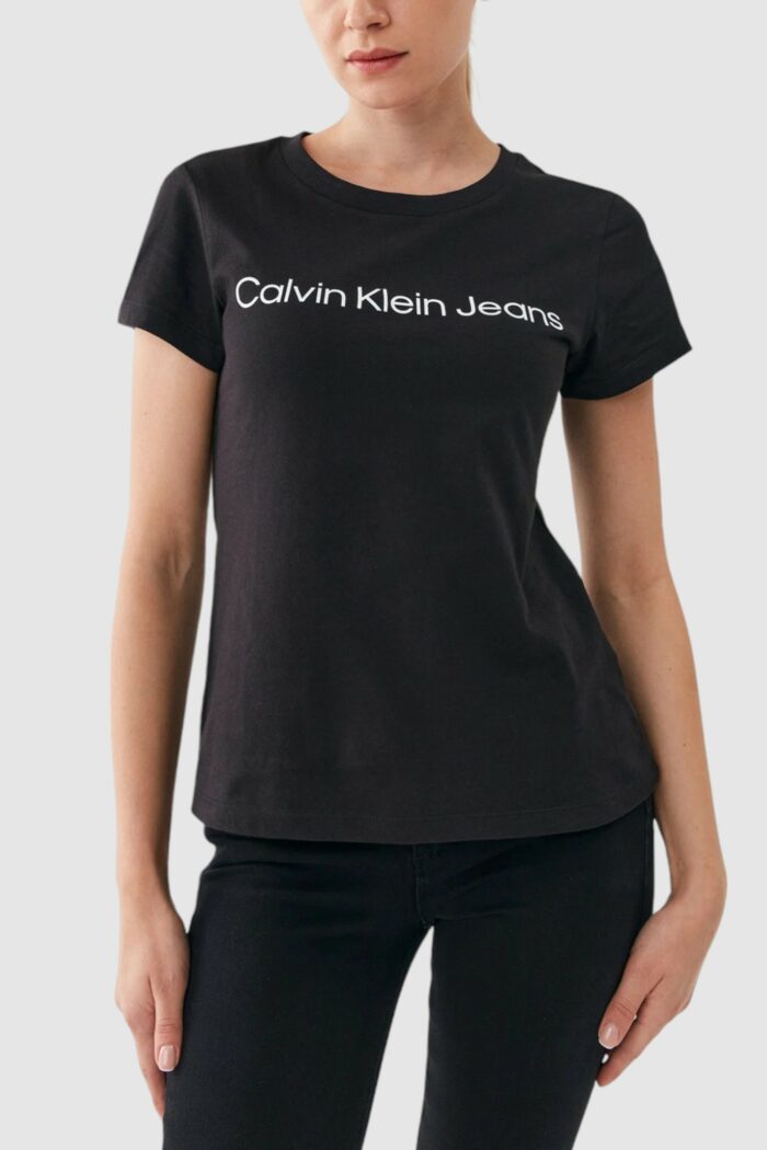 T-shirt Calvin Klein CORE INSTIT LOGO SL Nero