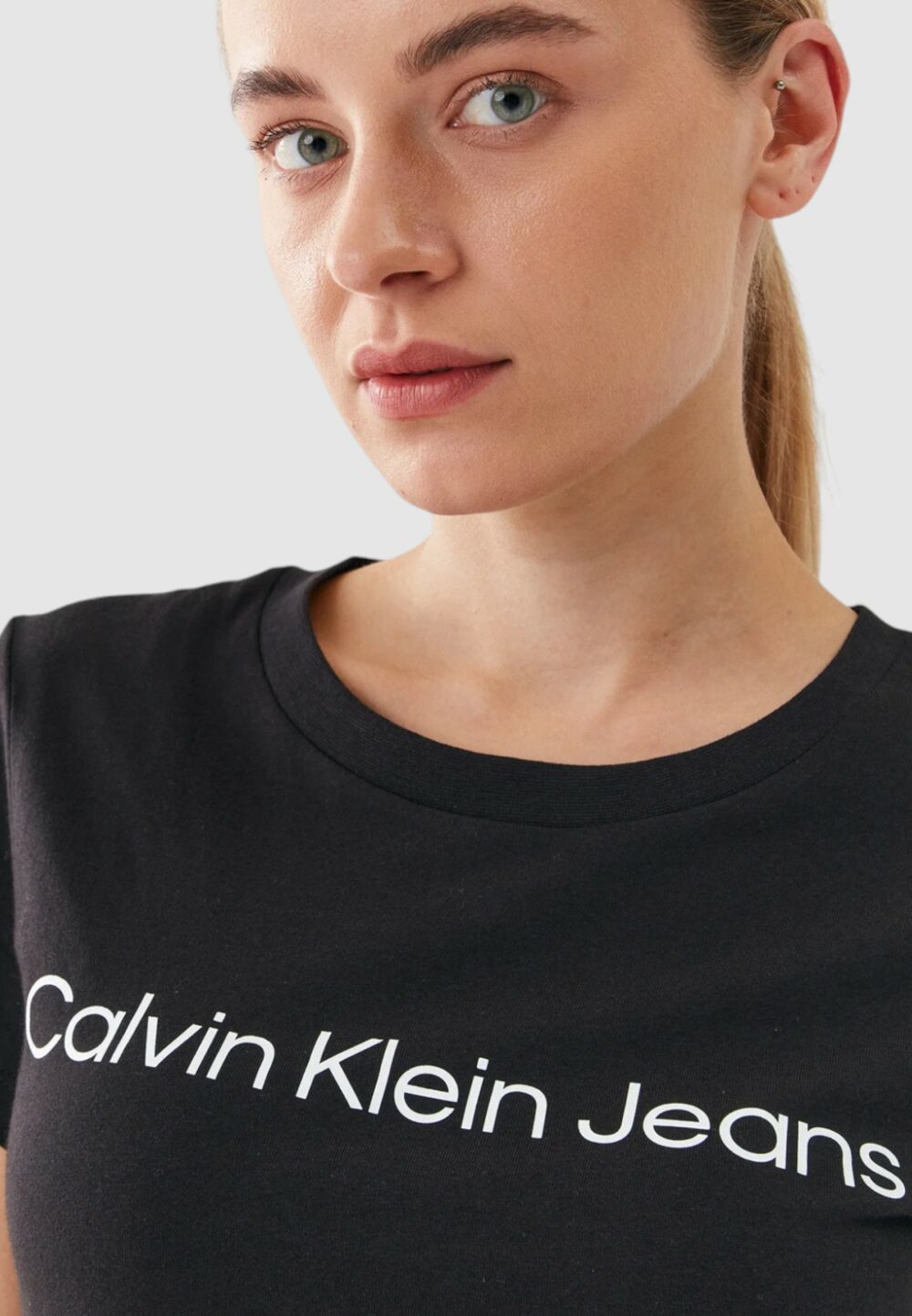 T-shirt Calvin Klein Jeans CORE INSTIT LOGO SL Nero - Foto 3