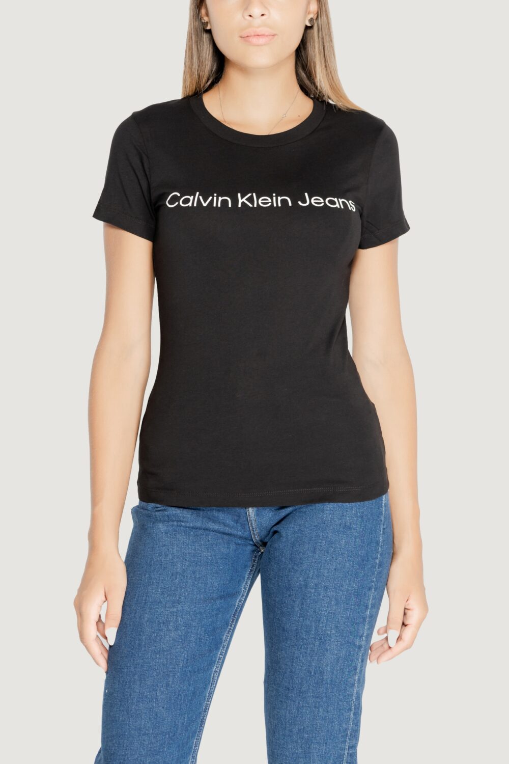 T-shirt Calvin Klein Jeans CORE INSTIT LOGO SL Nero - Foto 5