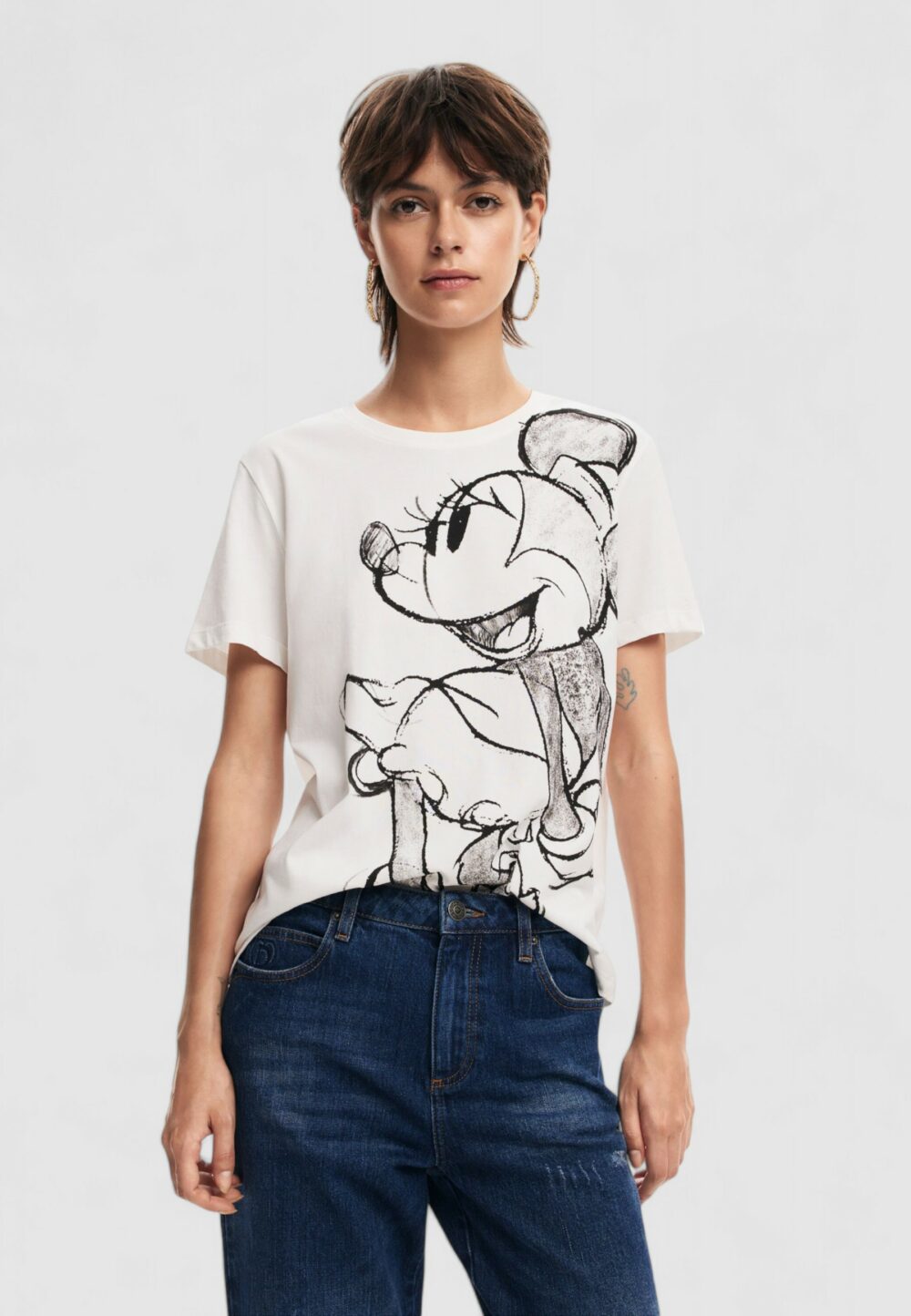 T-shirt Desigual TS_MICKEYDRAWING Panna - Foto 1