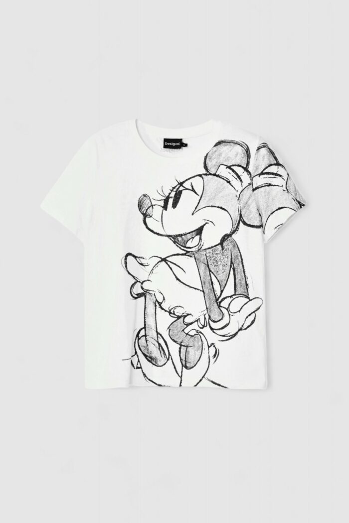 T-shirt Desigual TS_MICKEYDRAWING Panna