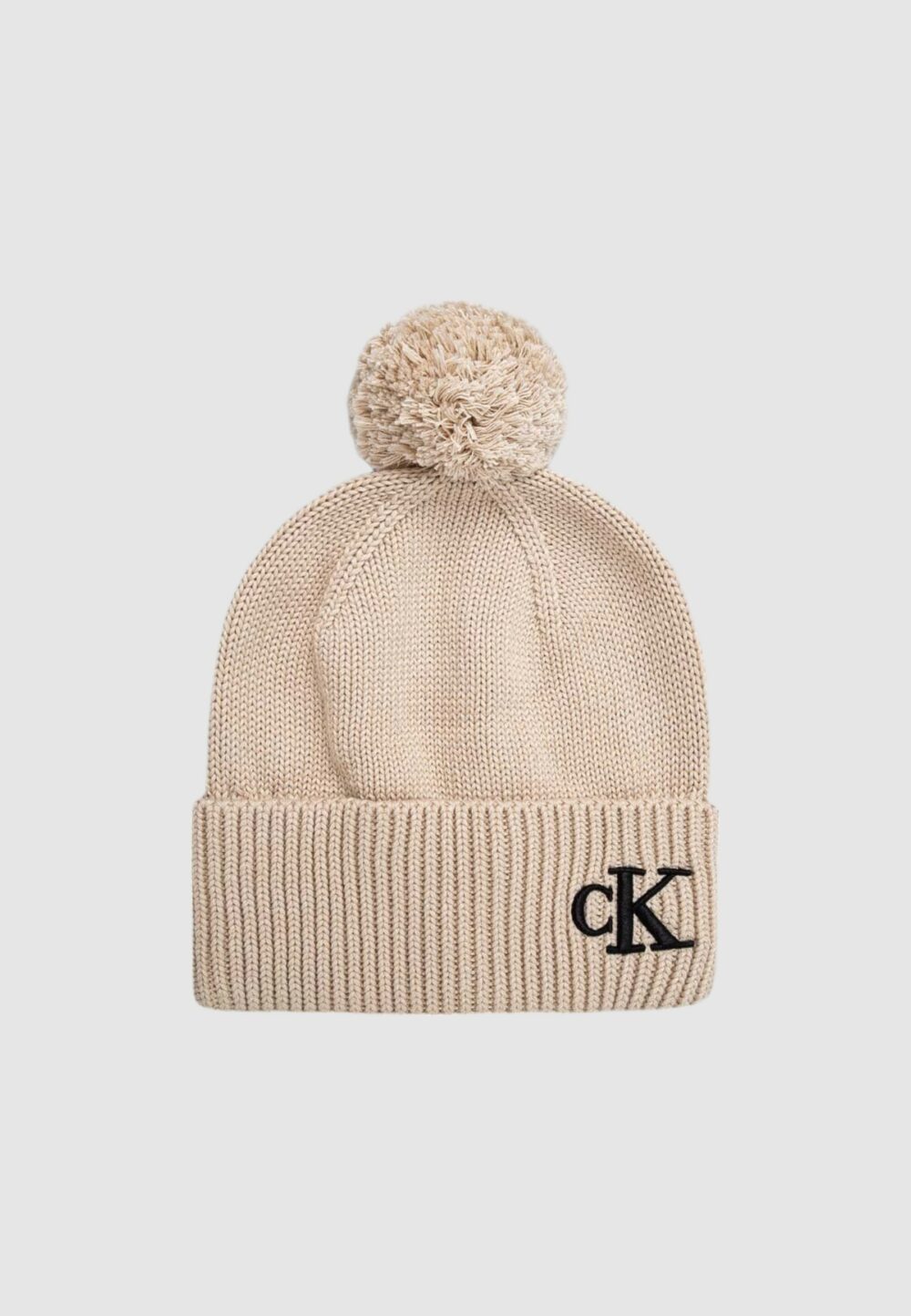 Berretto Calvin Klein SEASONAL POM POM BEANIE Beige - Foto 1