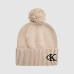 Berretto Calvin Klein SEASONAL POM POM BEANIE Beige - Foto 1