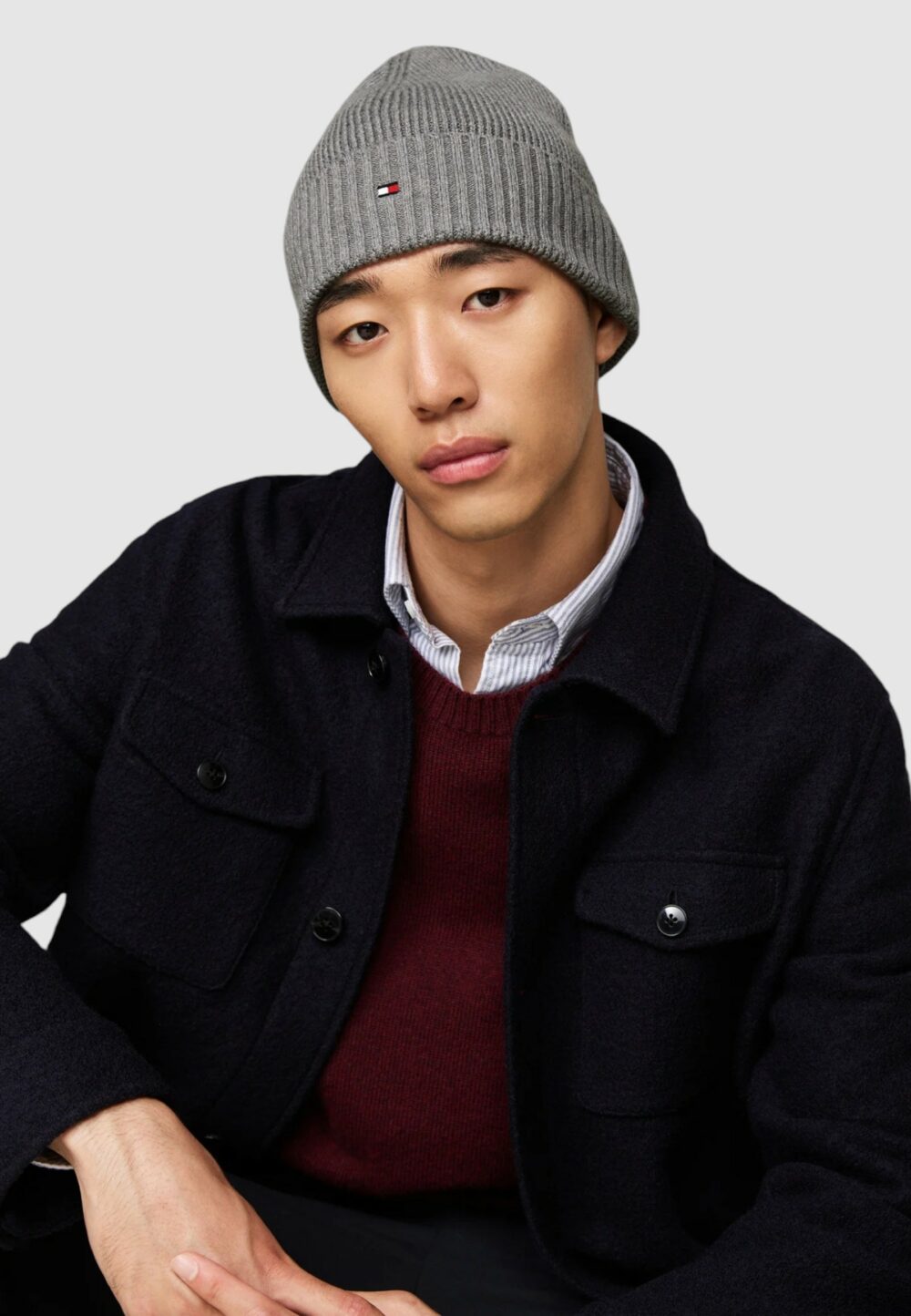 Berretto Tommy Hilfiger TH FLAG PIMA COTTON BEANIE Grigio - Foto 2