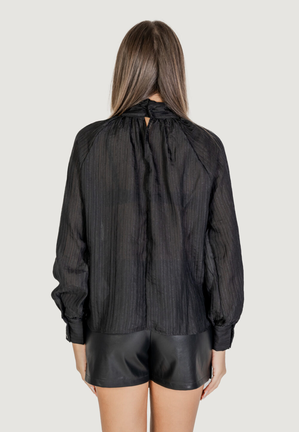 Bluse manica lunga Jacqueline de Yong Jdynadia L/S Bow Wvn Nero - Foto 4