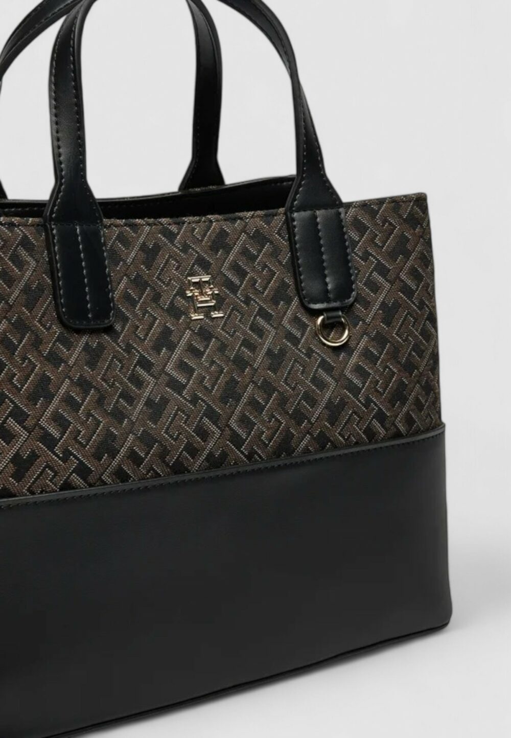 Borsa Tommy Hilfiger TH JACQUARD MED SATCHEL Nero - Foto 2