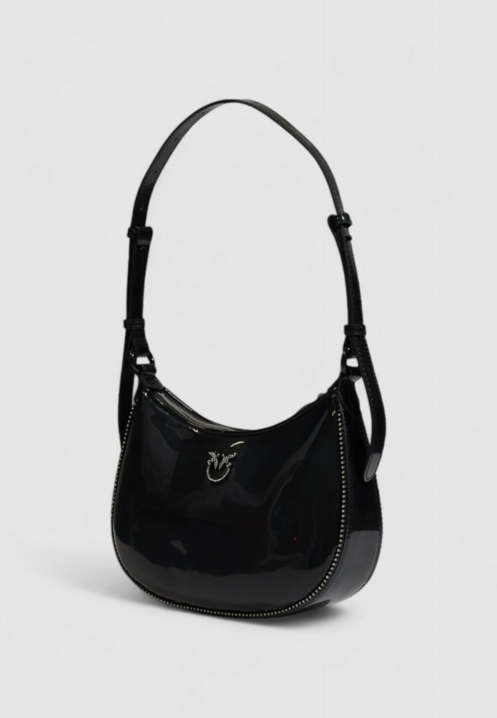 Borsa Pinko HALF MOON MINI FL ECO VERNICE Nero - Foto 2