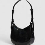 Borsa Pinko HALF MOON MINI FL ECO VERNICE Nero - Foto 4