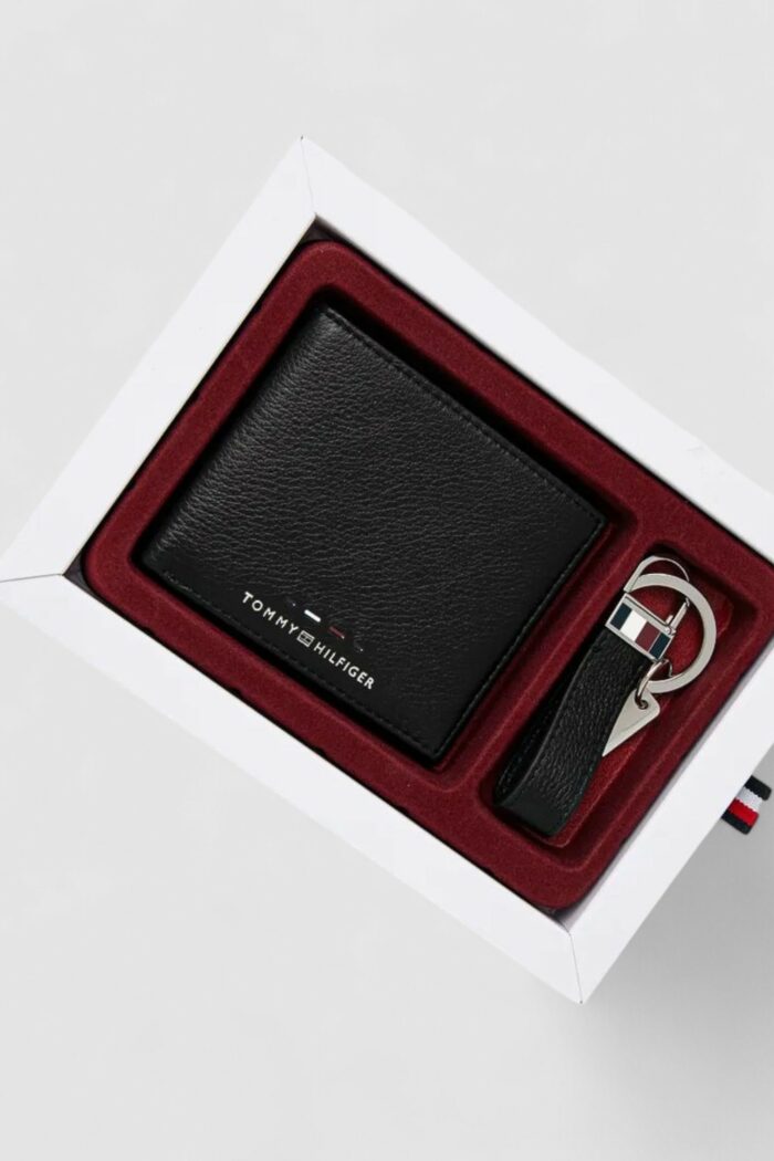 Box portafoglio + accessorio Tommy Hilfiger TH PREMIUM MINI CC & KEY FOB Nero