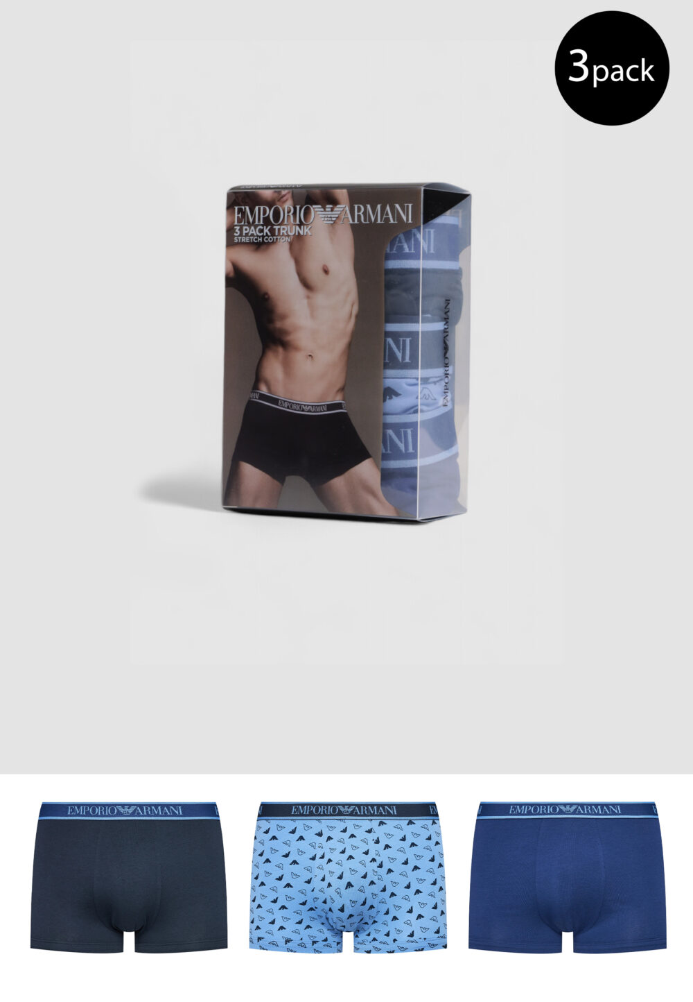 Boxer Emporio Armani Underwear 3 PACK TRUNK Azzurro - Foto 1