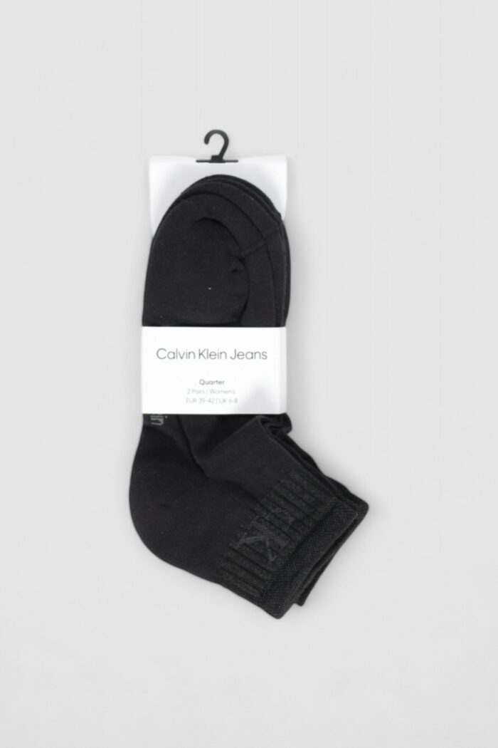 Calzini Calvin Klein QUARTER 2P GLOSSY RIB Nero