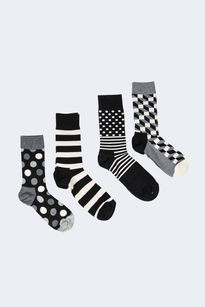 Calzini Lunghi Happy Socks BLACK WHITE GIFT Nero