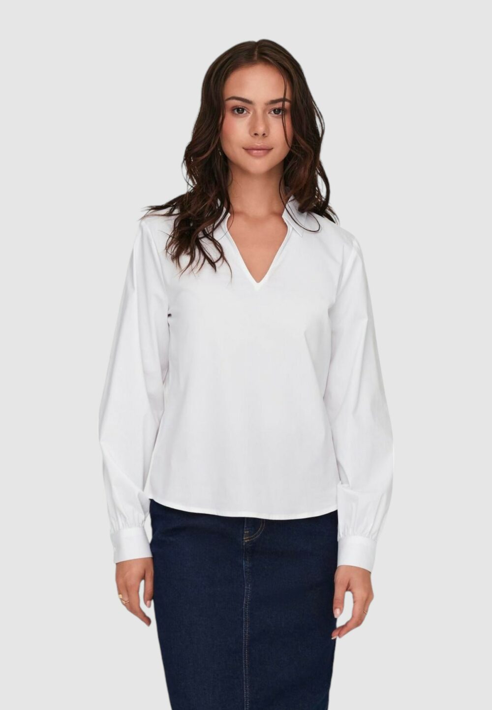 Camicia manica lunga Jacqueline de Yong JDYMIO L/S V-NECK TOP WVN DIA Bianco - Foto 4