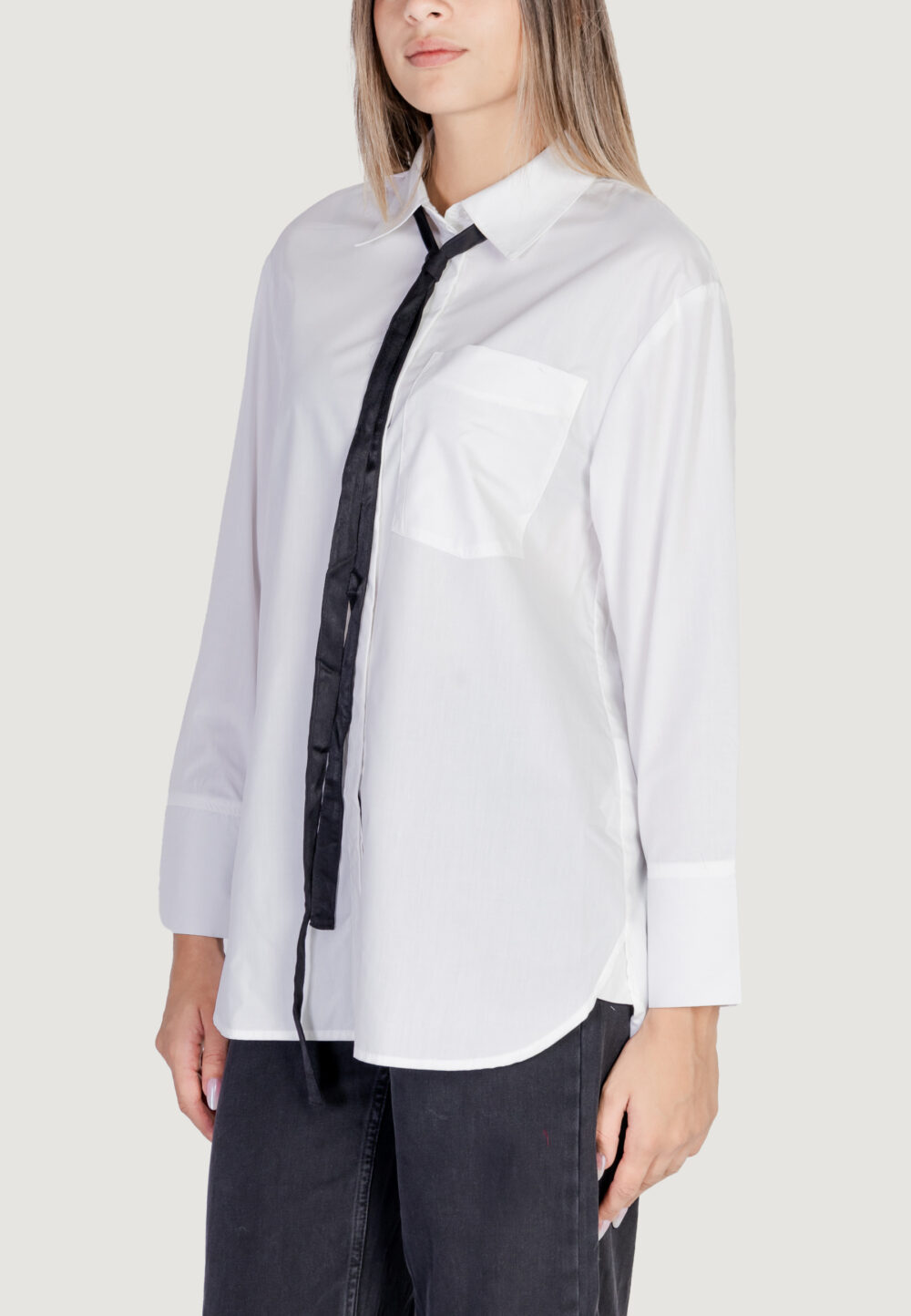 Camicia manica lunga Jacqueline de Yong ONLMOCO CALA LS BOW SHIRT WVN Bianco - Foto 2