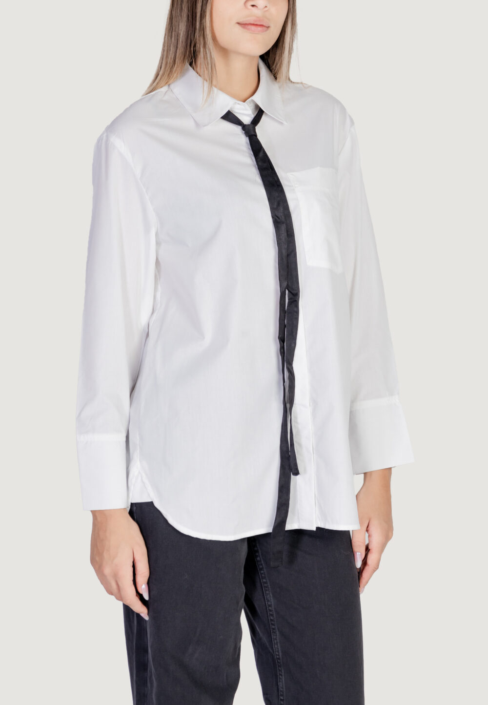 Camicia manica lunga Jacqueline de Yong ONLMOCO CALA LS BOW SHIRT WVN Bianco - Foto 3