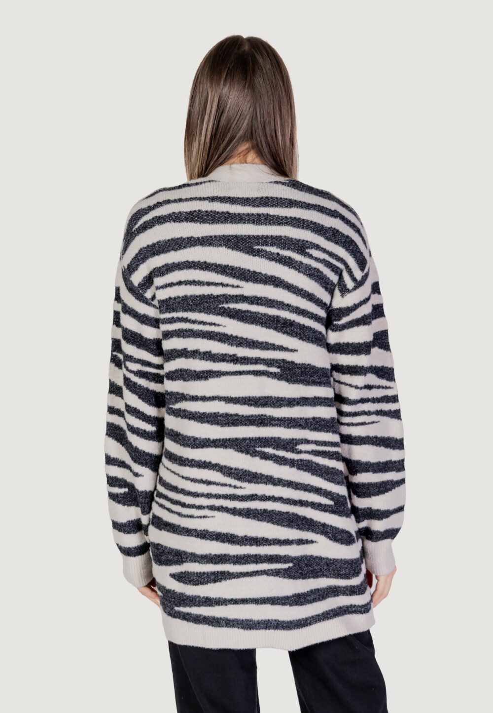 Cardigan Jacqueline de Yong Jdylorraine Animal L/S Long Knt Grigio Chiaro - Foto 4