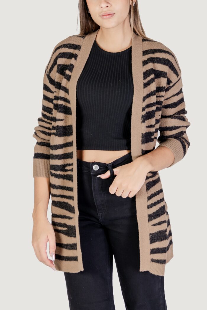 Cardigan Jacqueline De Yong Jdylorraine Animal L/S Long Knt Marrone