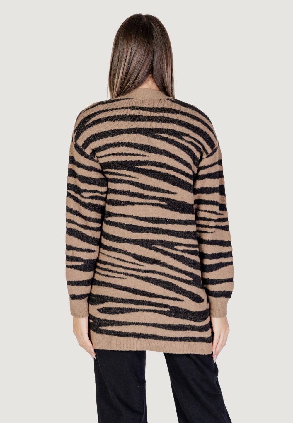 Cardigan Jacqueline de Yong Jdylorraine Animal L/S Long Knt Marrone - Foto 4