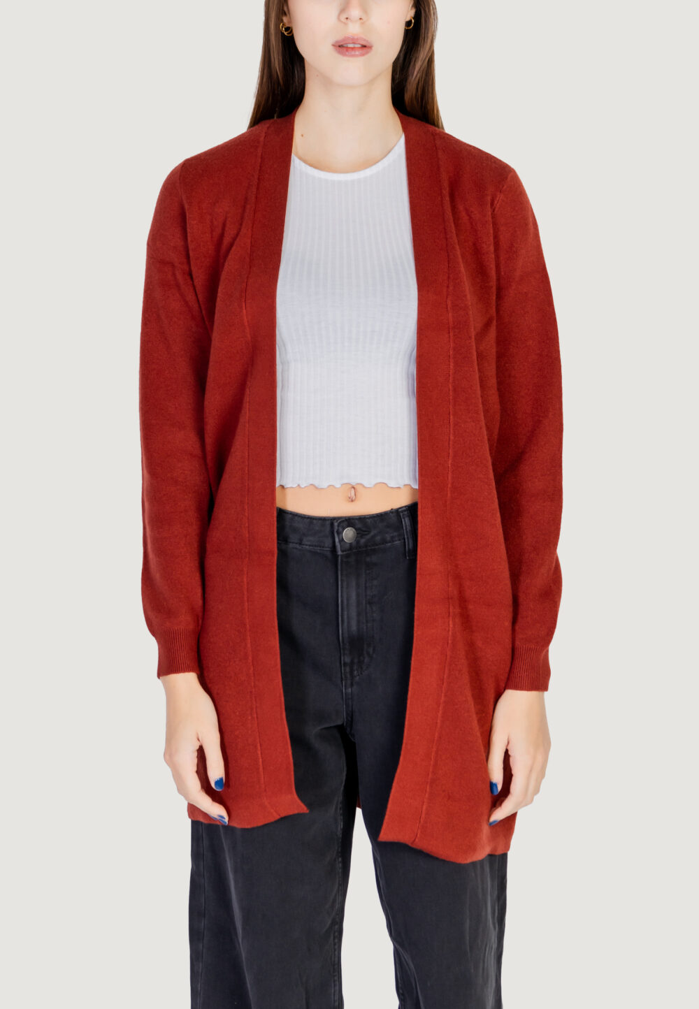 Cardigan Vero Moda VMNANCY LS OPEN CARDIGAN BOO Ruggine - Foto 4