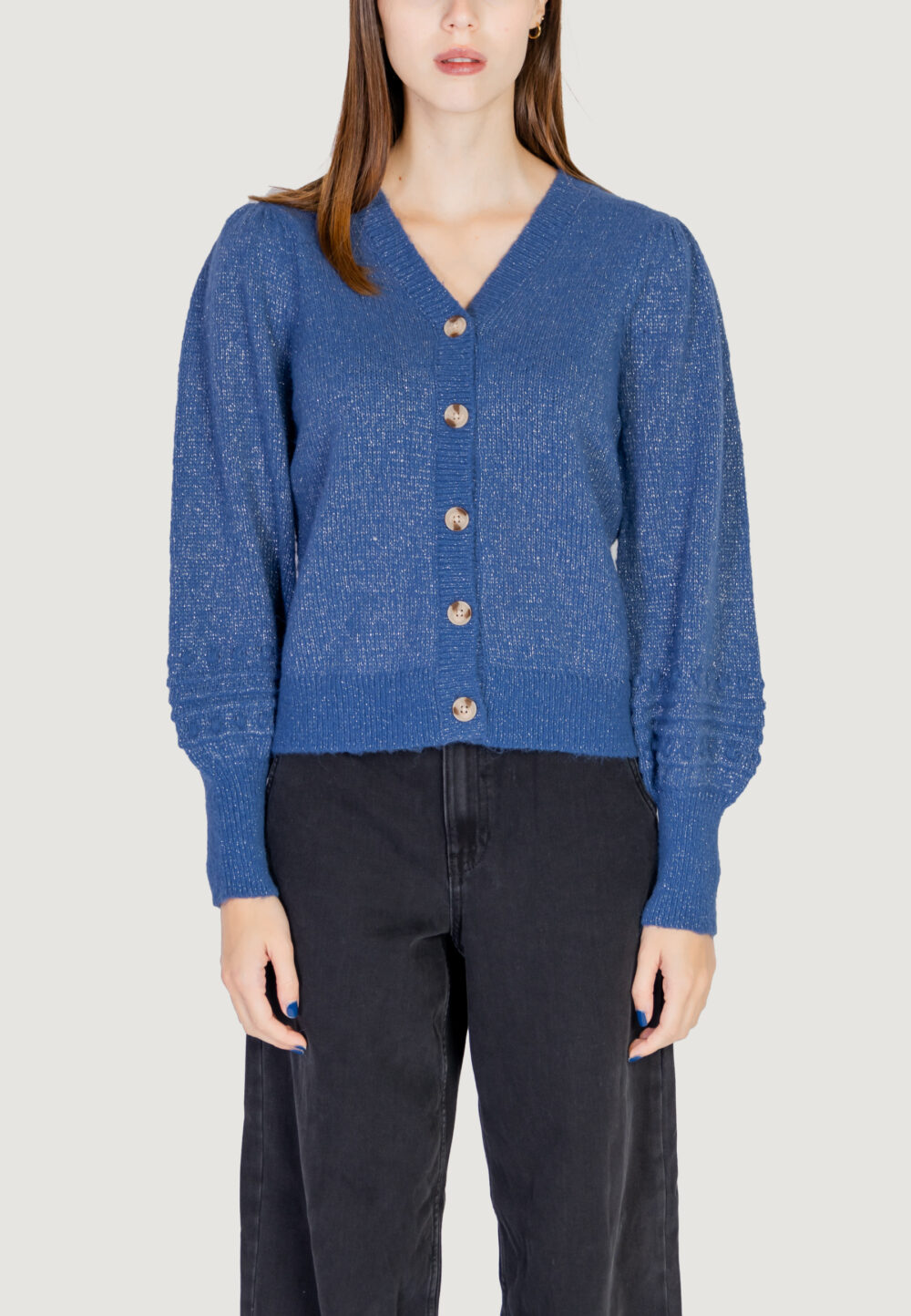 Cardigan Vila Clothes VITULI V-NECK GLITTER KNIT CARDIGAN/PB Blue Denim - Foto 1