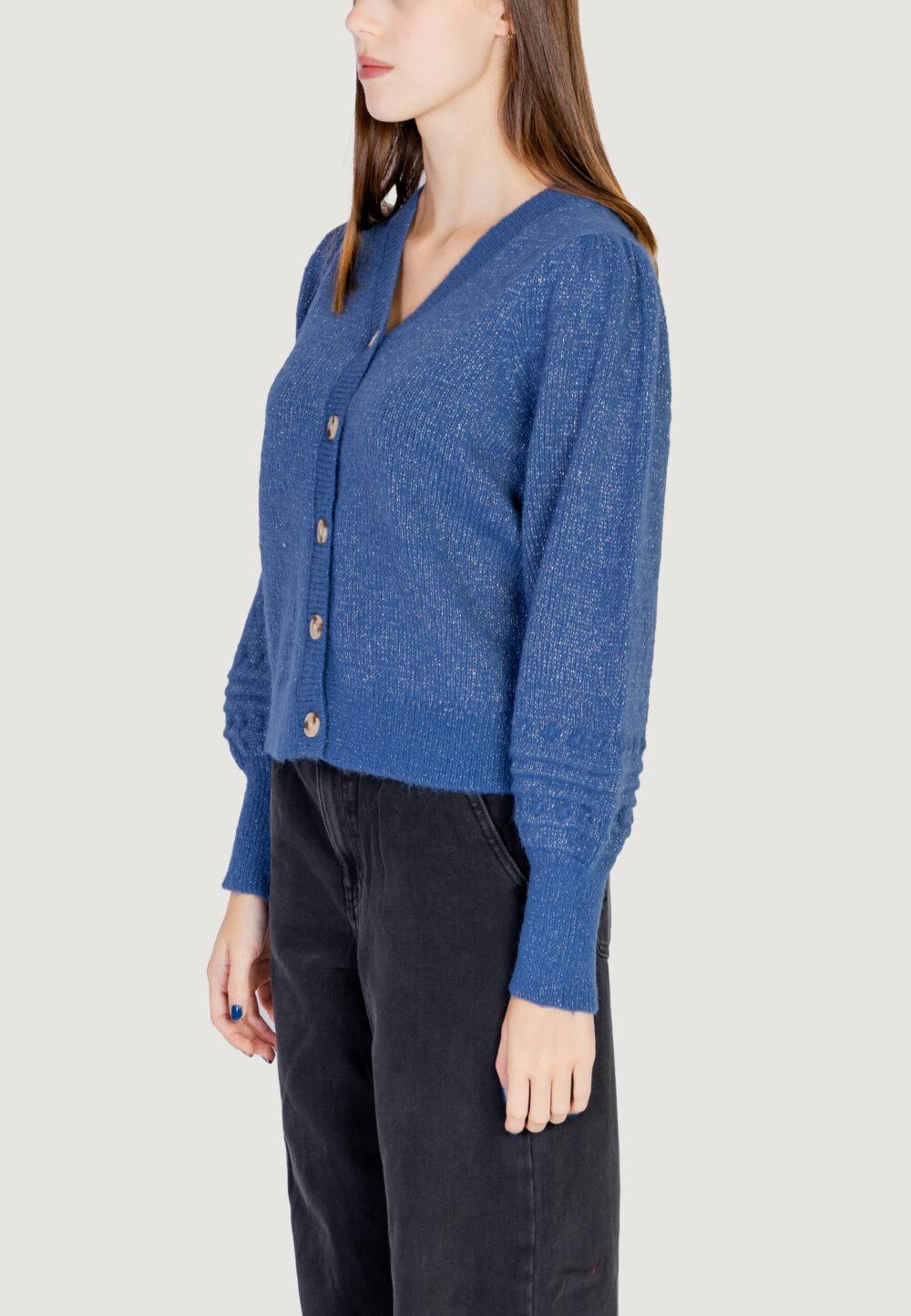 Cardigan Vila Clothes VITULI V-NECK GLITTER KNIT CARDIGAN/PB Blue Denim - Foto 2