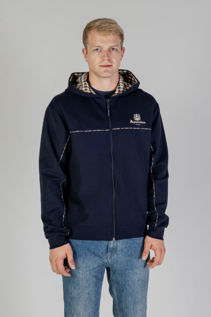 Felpa con cappuccio Aquascutum ACTIVE SCUBA PIPING HOODIE Blu