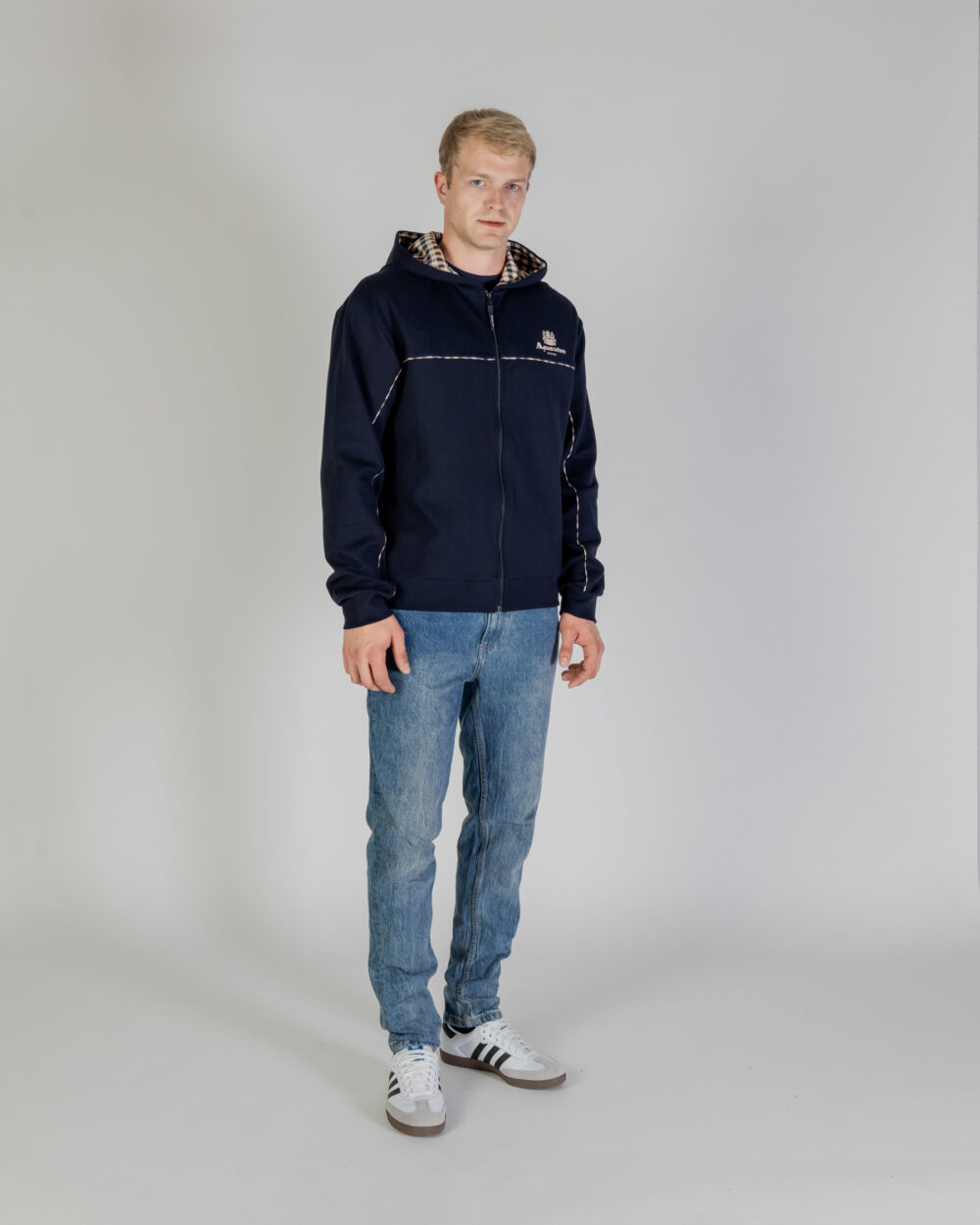 Felpa con cappuccio Aquascutum ACTIVE SCUBA PIPING HOODIE Blu - Foto 2