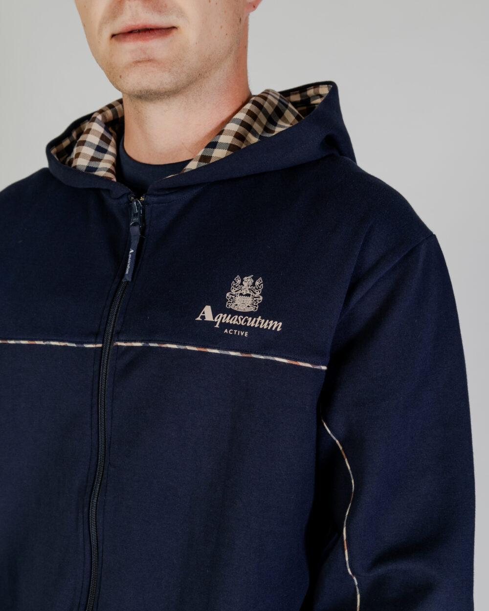 Felpa con cappuccio Aquascutum ACTIVE SCUBA PIPING HOODIE Blu - Foto 5