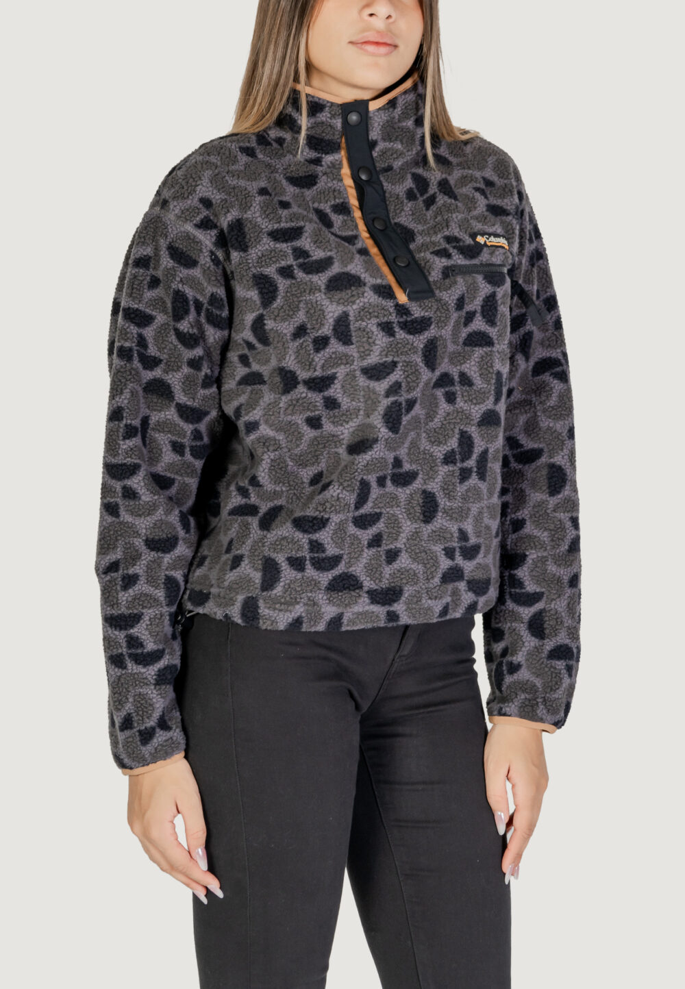 Felpa senza cappuccio COLUMBIA Helvetia™ II Printed Cropped Half Snap Nero - Foto 3