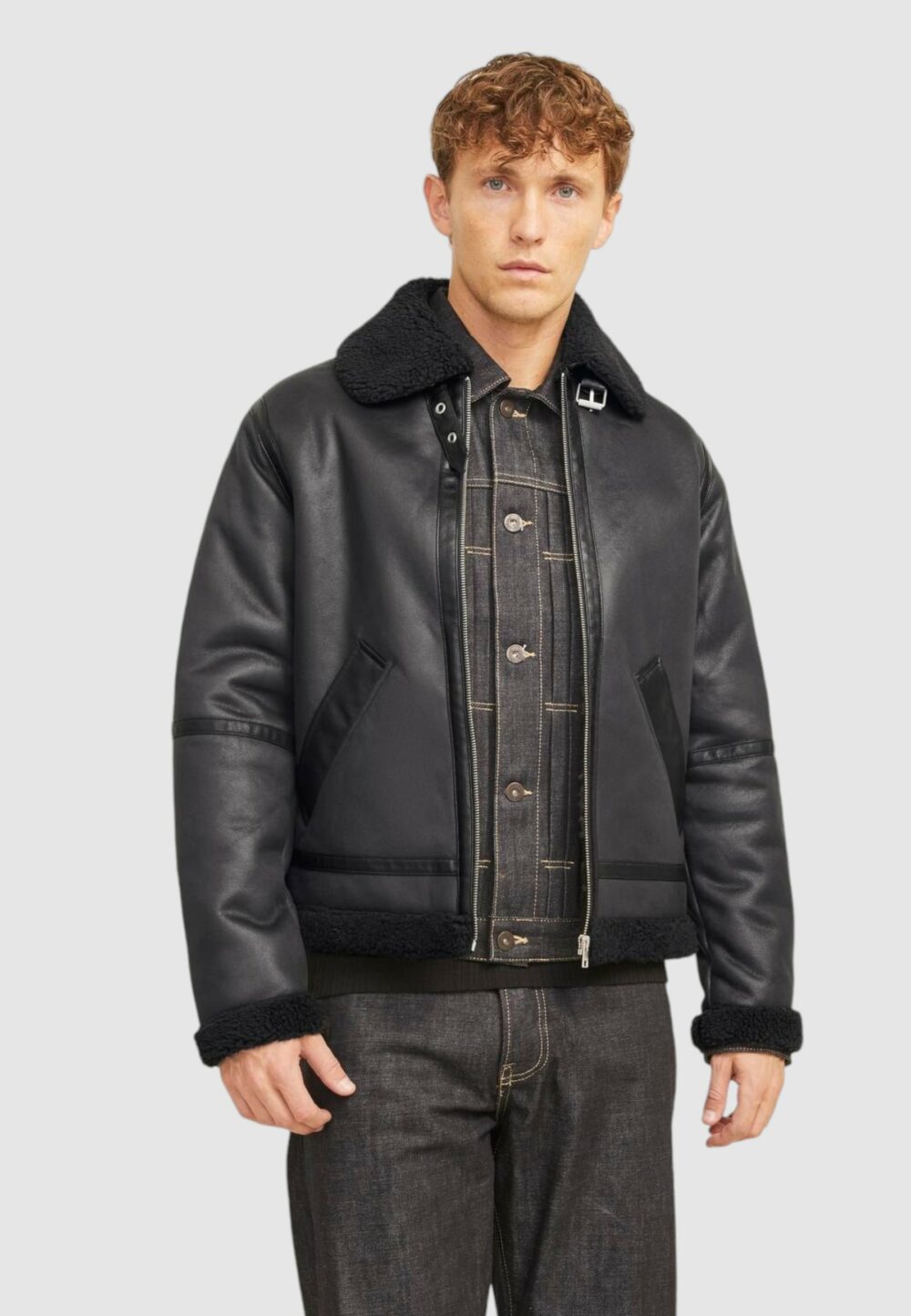 Giubbotto Jack Jones JORCOLE AVIATOR JACKET Nero - Foto 2