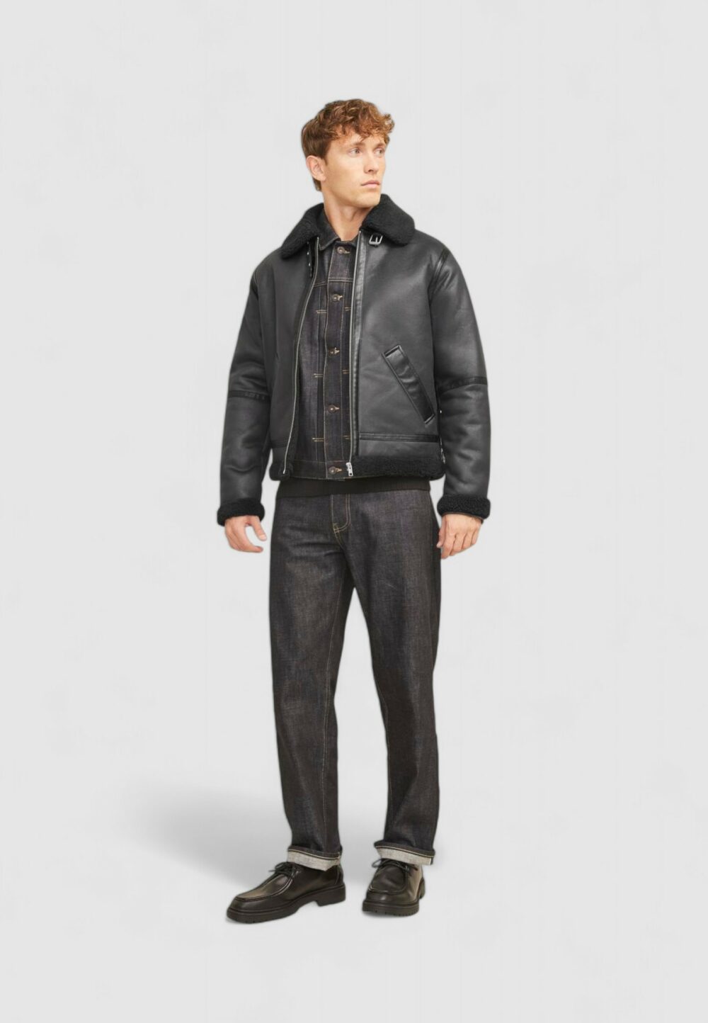 Giubbotto Jack Jones JORCOLE AVIATOR JACKET Nero - Foto 4