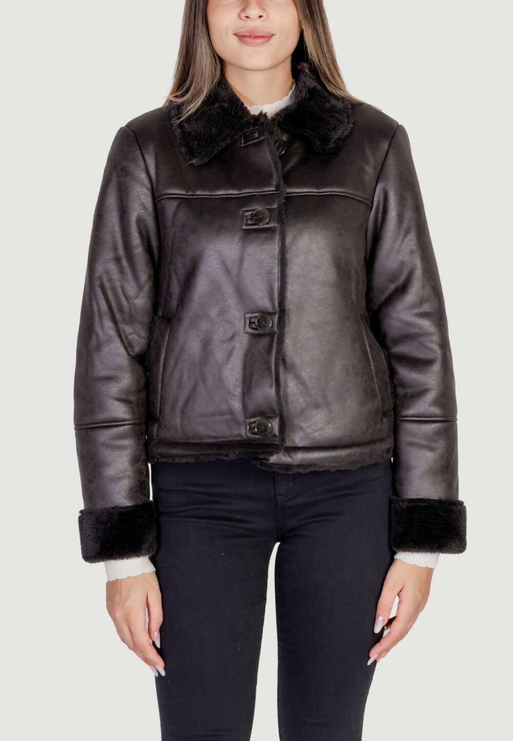 Giubbotto Jacqueline de Yong JDYFIBBI FAUX SHEARLING JACKET OTW SGO Cioccolato - Foto 1