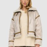 Giubbotto Only ONLYLVA BONDED HIGH NECK JACKET OTW Beige - Foto 2