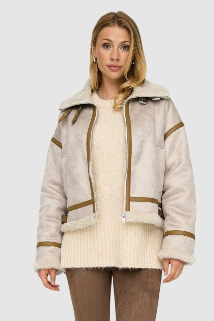 Giubbotto Only ONLYLVA BONDED HIGH NECK JACKET OTW Beige