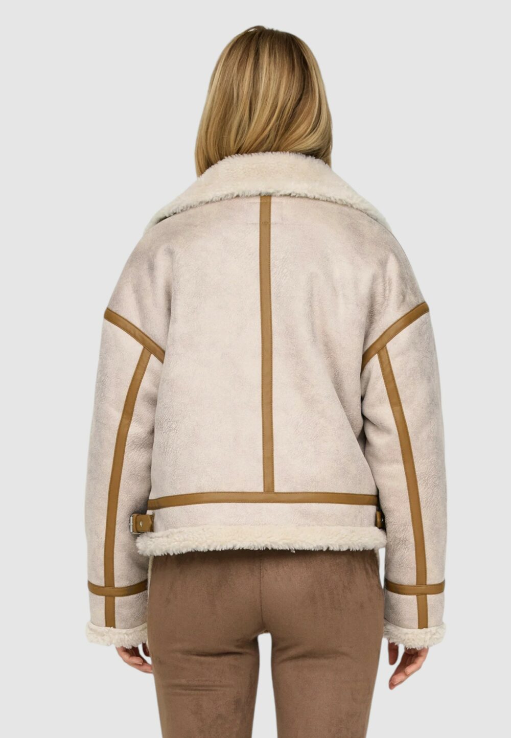 Giubbotto Only ONLYLVA BONDED HIGH NECK JACKET OTW Beige - Foto 4