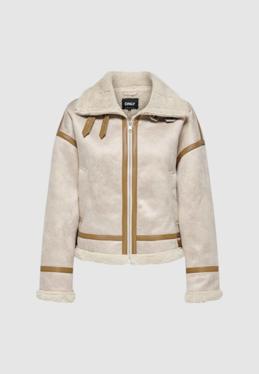 Giubbotto Only ONLYLVA BONDED HIGH NECK JACKET OTW Beige - Foto 1