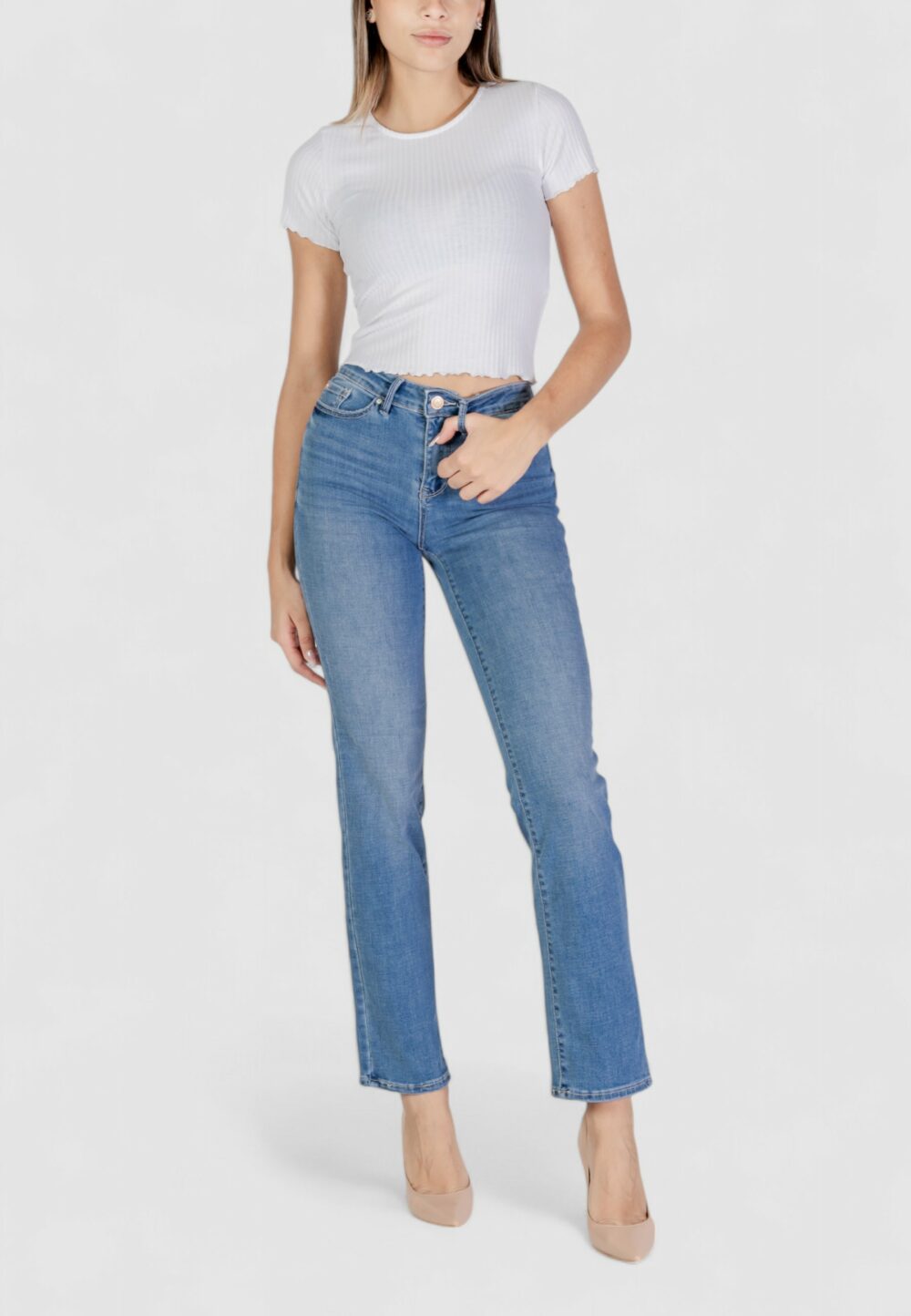 Jeans mom Vero Moda VMFLASH MR STRAIGHT JEANS LI347 GA NOOS Denim chiaro - Foto 2