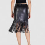 Longuette Vila Clothes VIPEN COATED HW FRILL SKIRT Nero - Foto 2