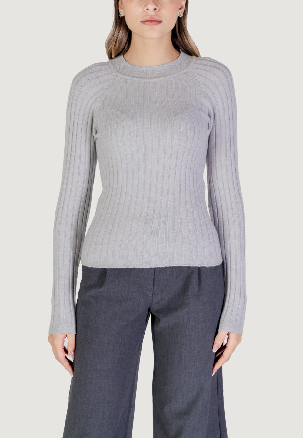 Maglia Jacqueline de Yong JDYMAGDA L/S RIB PULLOVER KNT Grigio Chiaro - Foto 1