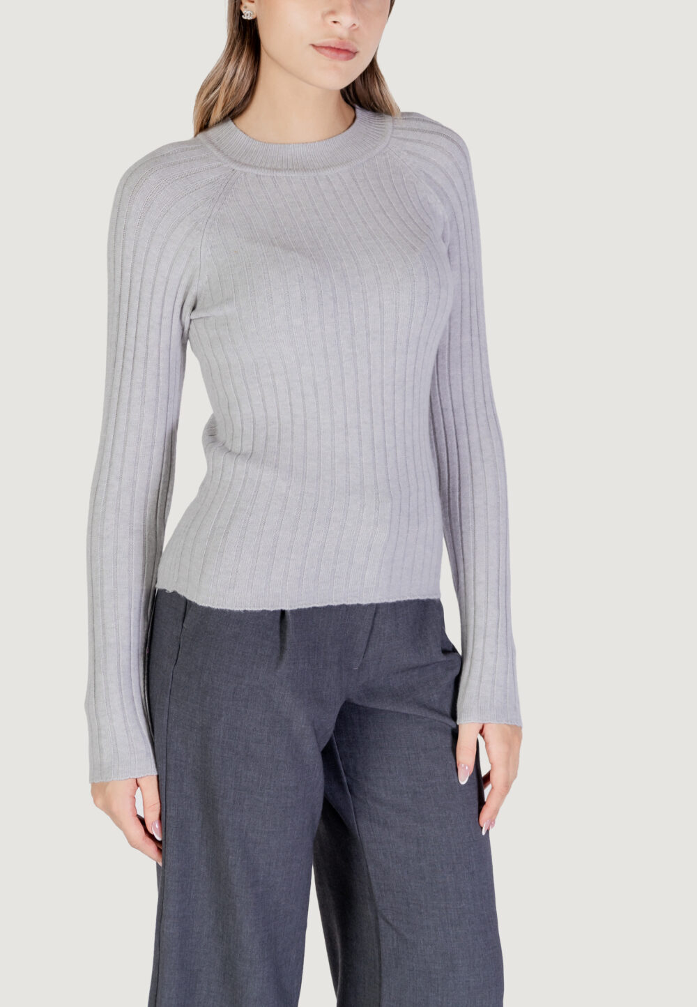 Maglia Jacqueline de Yong JDYMAGDA L/S RIB PULLOVER KNT Grigio Chiaro - Foto 3