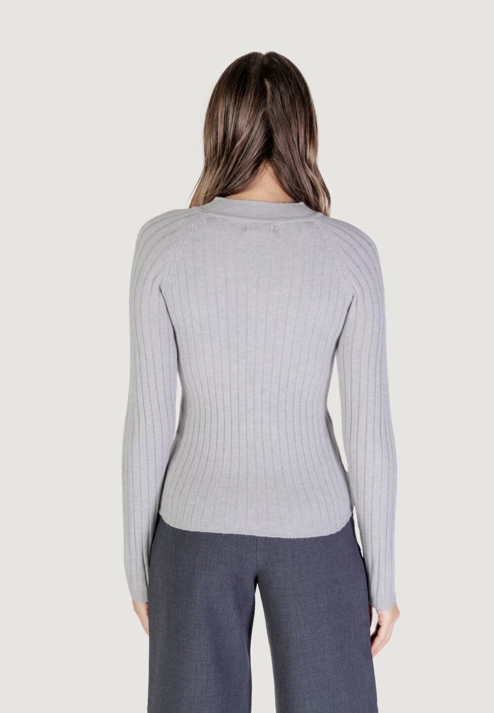 Maglia Jacqueline de Yong JDYMAGDA L/S RIB PULLOVER KNT Grigio Chiaro - Foto 4