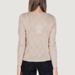 Maglia Only Onlmella Ls Glitter V-Neck Cc Knt Beige - Foto 4