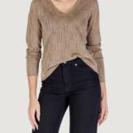 Maglia Only Onlmella Ls Glitter V-Neck Cc Knt Marrone - Foto 1