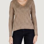 Maglia Only Onlmella Ls Glitter V-Neck Cc Knt Marrone - Foto 5