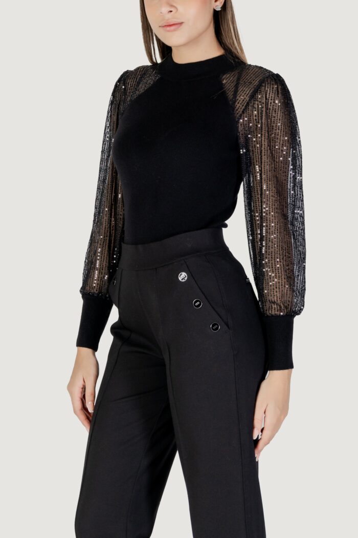 Maglia Only ONLNAJA LS SEQUINS HIGH NECK KNT Nero