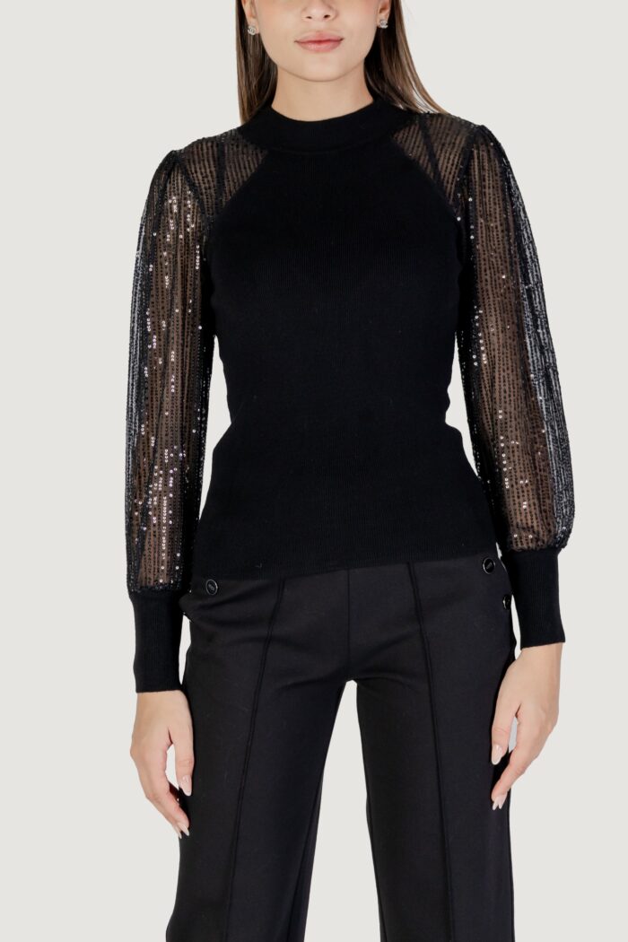 Maglia Only ONLNAJA LS SEQUINS HIGH NECK KNT Nero