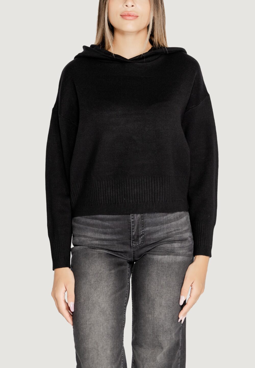 Maglia Vero Moda VMGOLD LS HOOD PULLOVER GA Nero - Foto 2