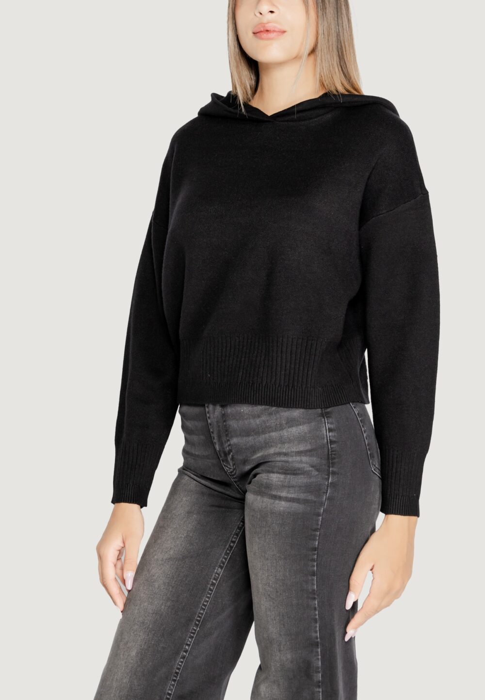 Maglia Vero Moda VMGOLD LS HOOD PULLOVER GA Nero - Foto 3