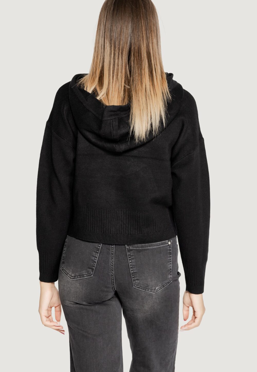 Maglia Vero Moda VMGOLD LS HOOD PULLOVER GA Nero - Foto 4