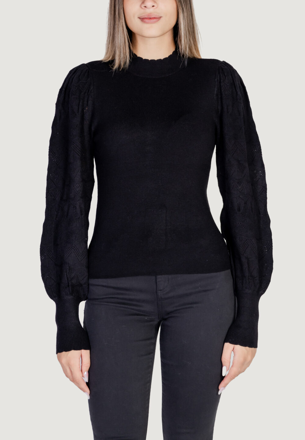 Maglia Vero Moda VMLIMONE LS HIGHNECK PULLOVER GA BOO Nero - Foto 1